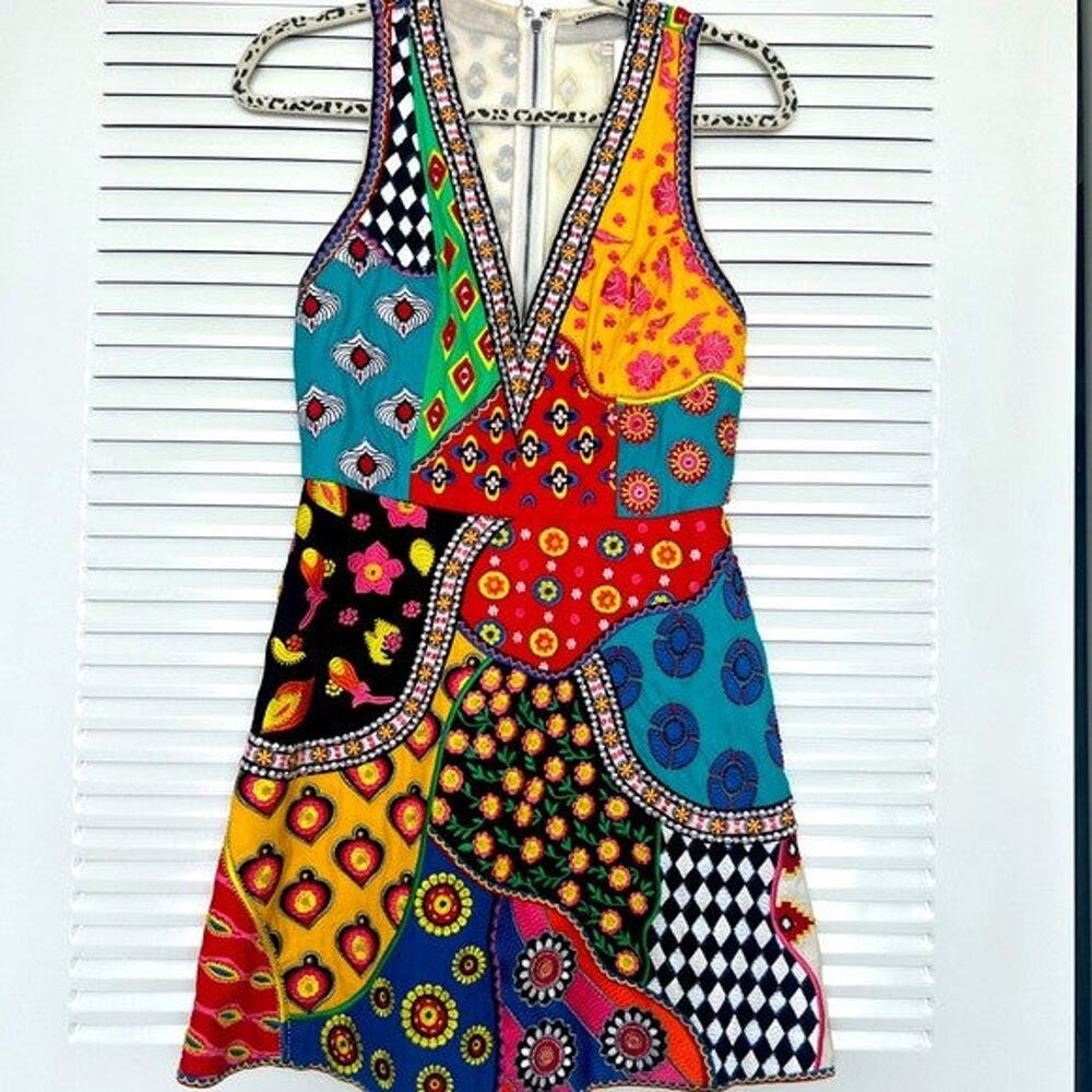Alice + Olivia Patchwork Mini Dress Multicolor - 4 - image 2